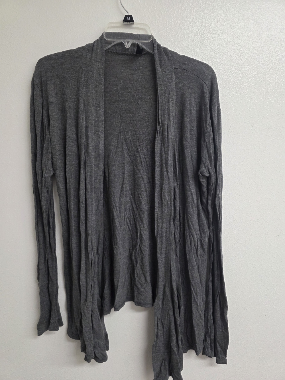 Women's Charcoal Open-Front Draped Cardigan (0476)